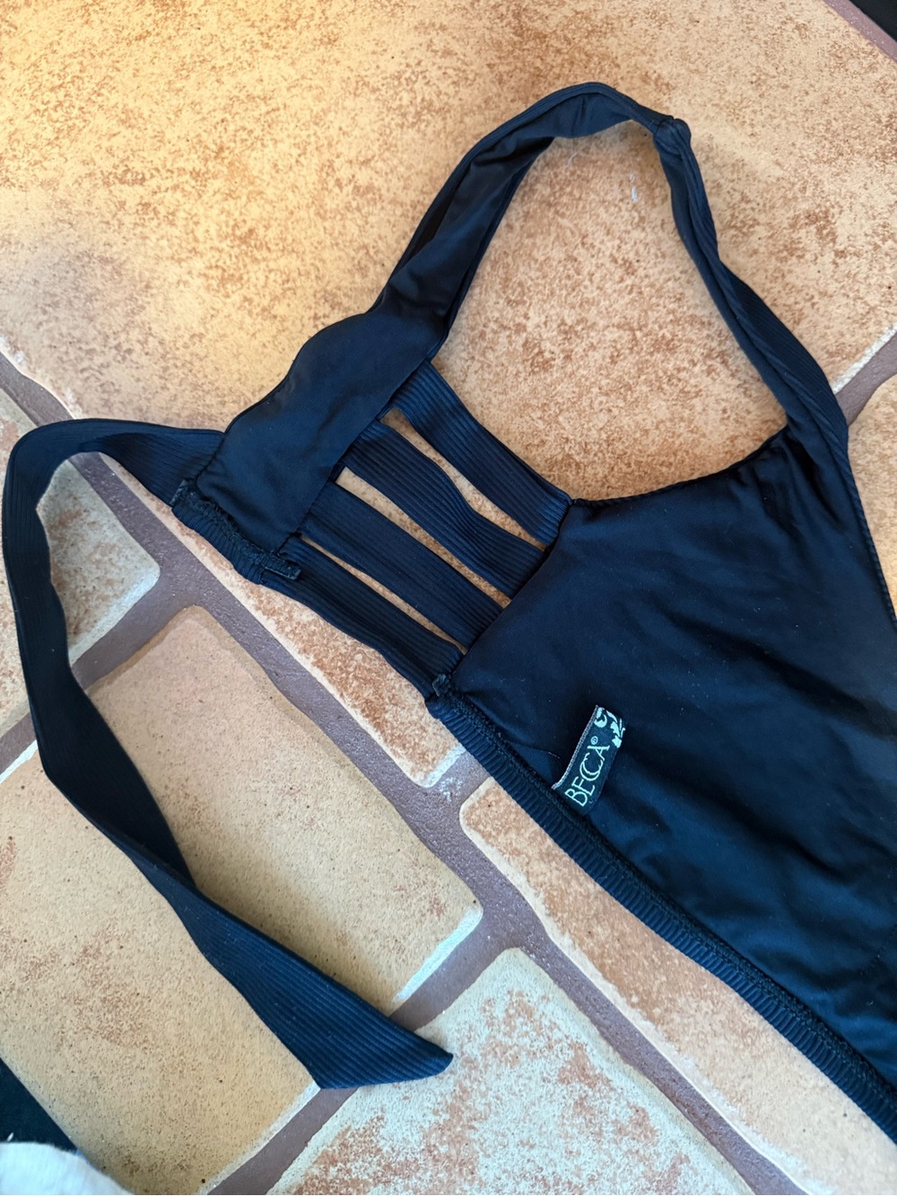 Black Ribbed Strappy Bikini Set - Picture 6 of 7